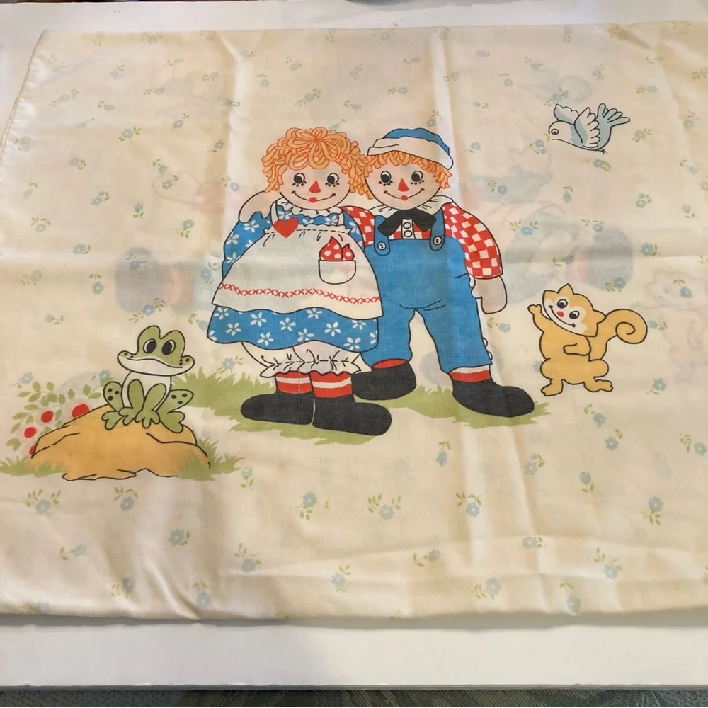 Vintage Raggedy Ann & Andy Single Pillowcase- 1980s The Bobbs-Merrill Co.